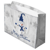Sac cadeau de vacances Blue Cute Snowman (Dos Angle)