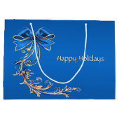 Sac cadeau de vacances Blue Gold Flower (Dos)