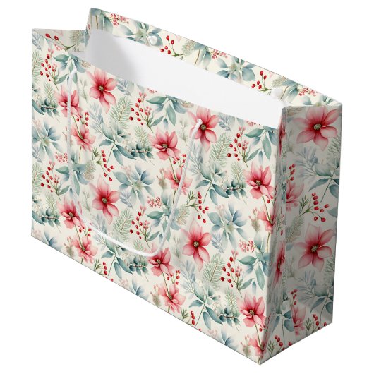 Sac cadeau de vacances Floral Rouge (Devant Angle)