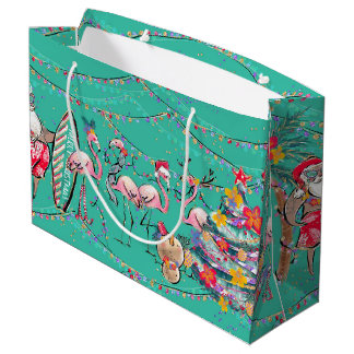 Sac cadeau de vacances Père Noël Tropical Surfing