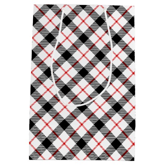 Sac cadeau de vacances Red Black and White Plaid (Dos)