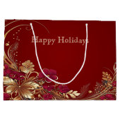 Sac cadeau de vacances Red Gold Floral (Dos)