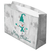 Sac cadeau de vacances turquoise Cute Snowman (Dos Angle)