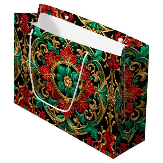 Sac cadeau de vacances vert rouge (Devant Angle)