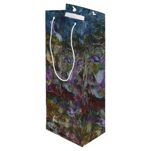 Sac cadeau de vin de colibris en vol (Dos Angle)