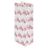 Sac cadeau de vin de Noël Flamant rose (Devant Angle)