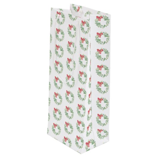 Sac cadeau de vin de Noël Sac rouge et vert Wreath (Dos Angle)