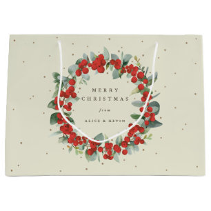 Sac cadeau de vin de Noël/vacances Crème Rouge Bai