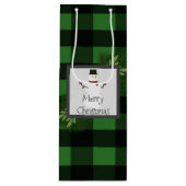Sac cadeau de vin de Snowman Green Buffalo (Devant)