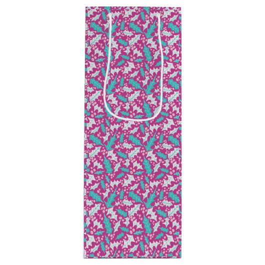 Sac cadeau de vin Magenta Holly (Devant)