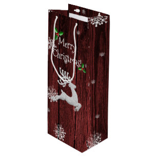 Sac cadeau de vin Red Rustic Christmas Reindeer