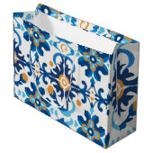 Sac cadeau décoratif bleu et Brown (Devant Angle)