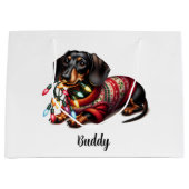Sac cadeau délicieux Festive Dachshund (Devant)