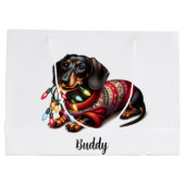 Sac cadeau délicieux Festive Dachshund (Dos)