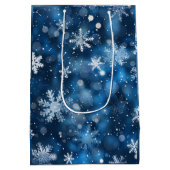 Sac cadeau d'hiver Elegant Blue & White Snowflake (Dos)