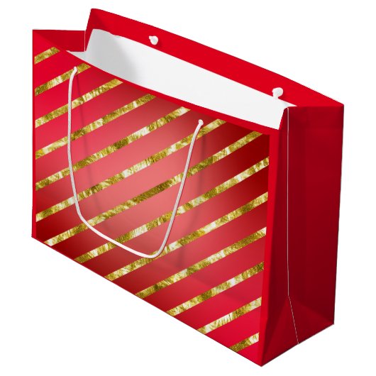 Sac cadeau Diagonal Rouge et Or (Devant Angle)