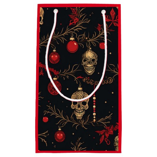 Sac cadeau d'ornement crânien (rouge) (Devant)