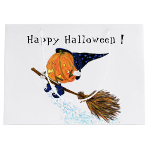Sac cadeau drôle d'Halloween Sorcière Citrouille V