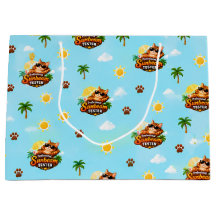 Sac cadeau drôle pour chat d'été avec motif tropic