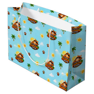 Sac cadeau drôle pour chat d'été avec motif tropic