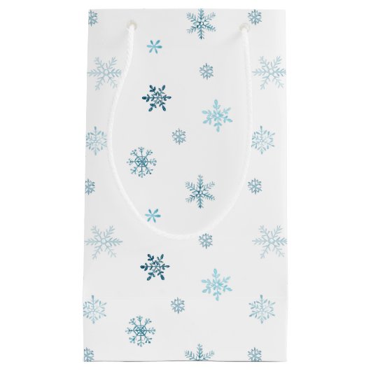 Sac cadeau Dusty Blue Watercolor Snowflake (Devant)