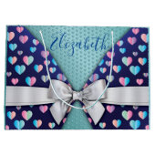 Sac Cadeau Élégant avec Ruban et Cœurs Pailletés (Dos)