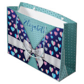 Sac Cadeau Élégant avec Ruban et Cœurs Pailletés (Dos Angle)