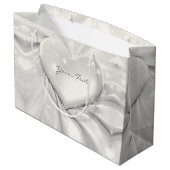 Sac Cadeau Élégant Cœur Crème Blanc (Dos Angle)