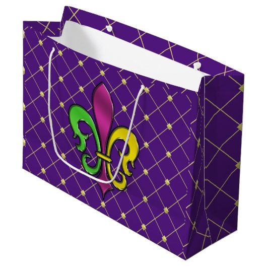 Sac Cadeau Élégant Mardi Gras Fleur De Lis (Devant Angle)