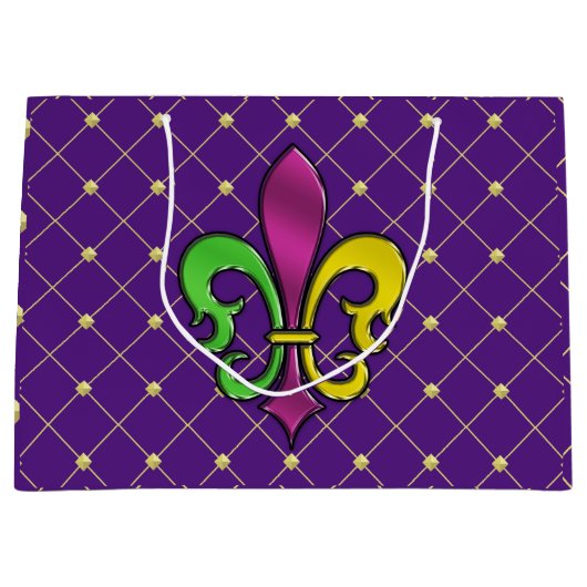 Sac cadeau élégant Mardi Gras Fleur De Lis Design (Devant)