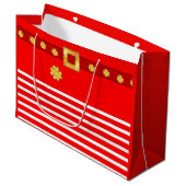 Sac cadeau élégant rayé de Noël (Devant Angle)