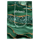 Sac cadeau Emerald Green Gold Parties scintillant (Dos)