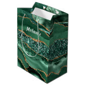 Sac cadeau Emerald Green Gold Parties scintillant (Dos Angle)