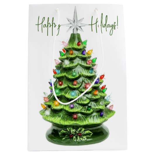 Sac cadeau en céramique vintage éclairée Arbre de  (Devant)