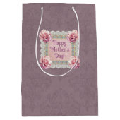 Sac cadeau en dentelle Damas pour Roses Mauve pers (Devant)