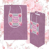Sac cadeau en dentelle Damas pour Roses Mauve pers