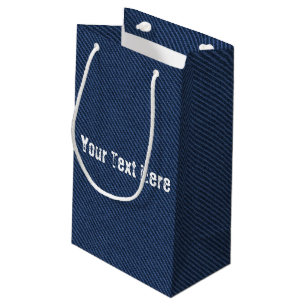 Sac Cadeau en Fausse Denim Bleue Texte Personnalis