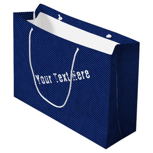 Sac cadeau en faux jeans bleus avec texte personna (Devant Angle)