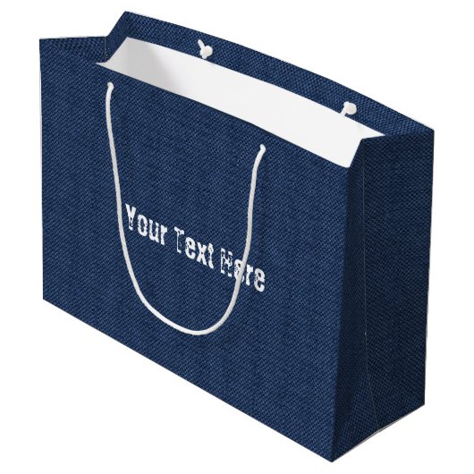 Sac cadeau en faux jeans bleus avec texte personna (Dos Angle)