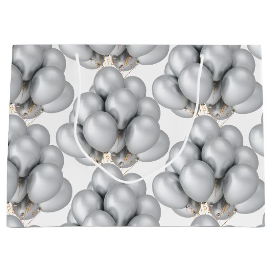 Sac cadeau en papier à ballons d'argent (Devant)