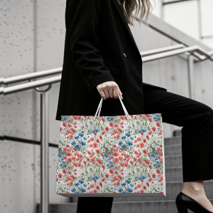Sac Cadeau en Papier Fleur Sauvage Aquarelle Pavot