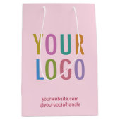 Sac cadeau en papier rose vierge Logo d'entreprise (Devant)