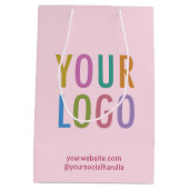 Sac cadeau en papier rose vierge Logo d'entreprise (Dos)
