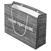 Sac Cadeau en Tissu Gris Faux avec Texte Personnal (Dos Angle)