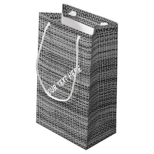 Sac Cadeau en Tissu Gris Faux avec Texte Personnal (Dos Angle)