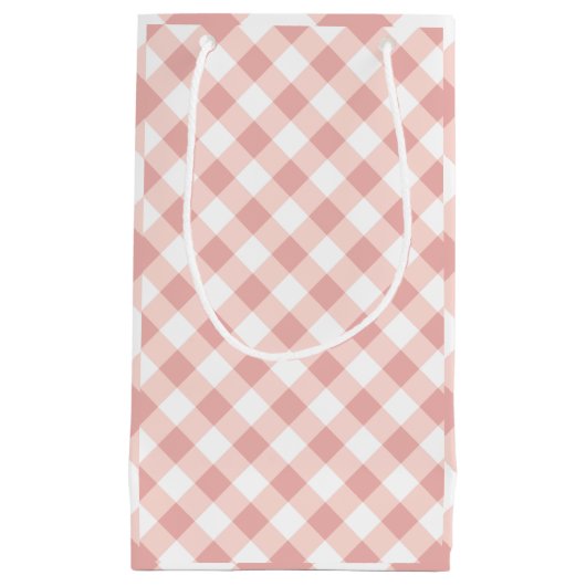 Sac cadeau En vichy chèques rose et blanc (Devant)