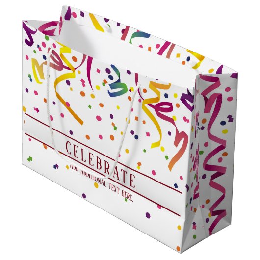 Sac Cadeau Et Streamers Colorés Confetti (Devant Angle)