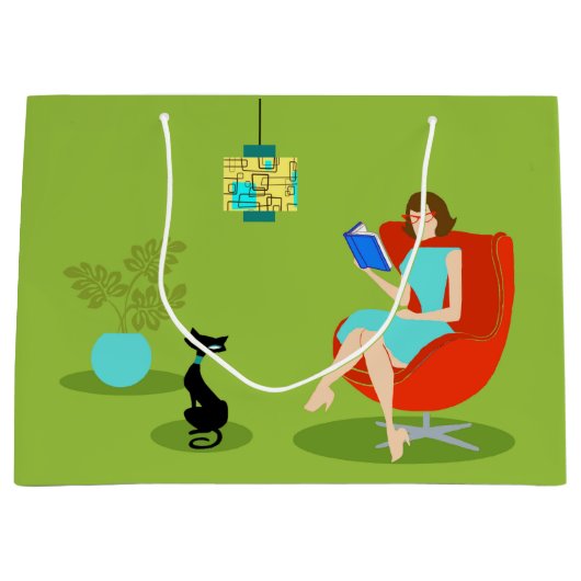 Sac cadeau femme de lecture rétro (Devant)