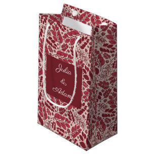 Sac cadeau Feuille rouge éparpillé