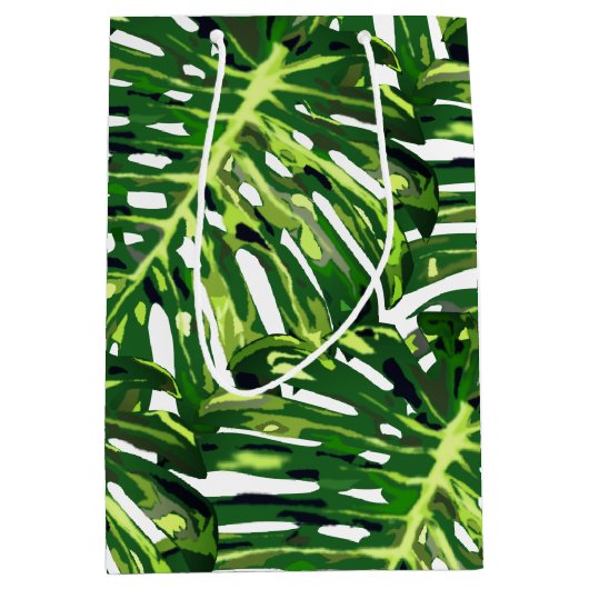 Sac cadeau feuilles tropicales (Devant)